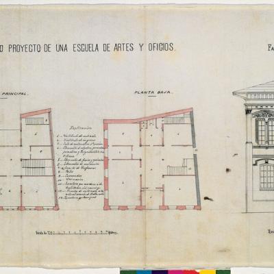 Plano del proyecto de 1889 del edificio de la Escuela de Artes y Oficios (Etapa 4; Imagen: Archivo Municipal de Vitoria-Gasteiz).