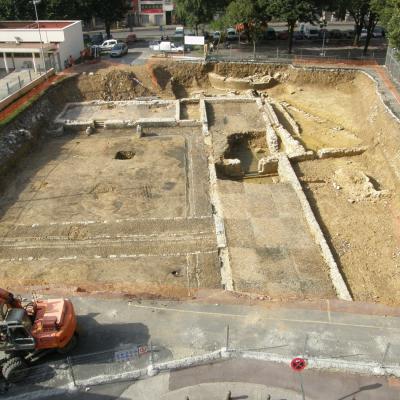 Vista general de los restos arqueológicos pertenecientes al cuartel Príncipe Don Alfonso.
